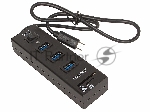 Концентратор USB 3.0 ORIENT JK-331, Type-C HUB 3 Ports + SD/microSD CardReader, выкл., черный, кабель тип С 