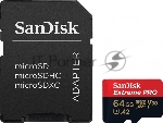 Карта памяти SanDisk Extreme Pro microSD UHS I Card 64GB for 4K Video on Smartphones, Action Cams & Drones 200MB/s Read, 90MB/s Write, Lifetime Warranty