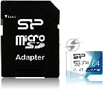 Флеш карта microSD 64GB Silicon Power Superior Pro A1 microSDXC Class 10 UHS-I U3 Colorful 100/80 Mb/s (SD адаптер)