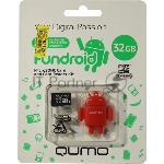 Комплект QUMO для мобильных устройств MicroSD 32GB CL 10 + USB картридер FUNDROID красный