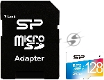 Флеш карта microSDXC 128Gb Class10 Silicon Power SP128GBSTXBU1V21SP + adapter Card Reader
